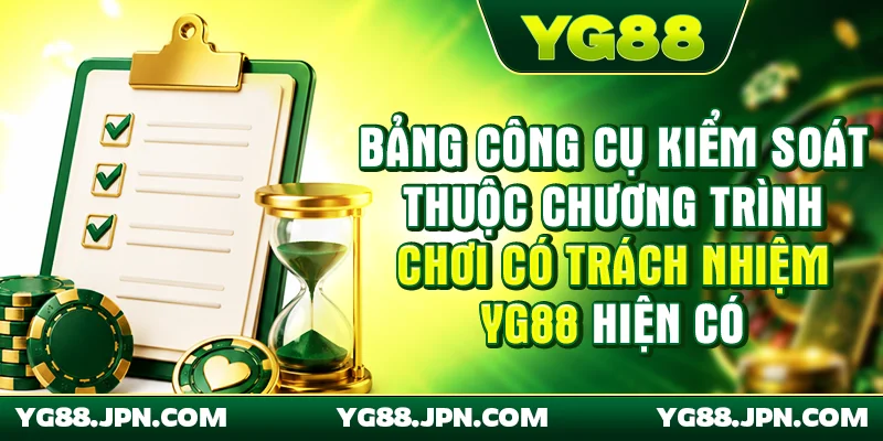 Bảng công cụ kiểm soát thuộc chương trình chơi có trách nhiệm YG88 hiện có